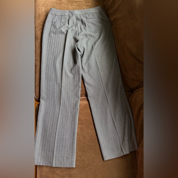 Anne Klein Gray/Black Twill Stretch WideLeg Trousers Buttons & Zip Closure Sz 10 - Picture 2 of 14